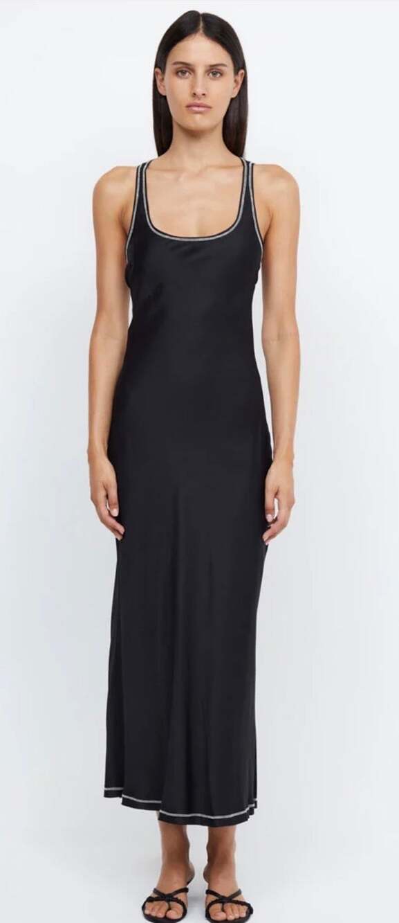 Bec & Bridge Maxi Dress Black Emery Backless Scoop Neck Open Back size Small